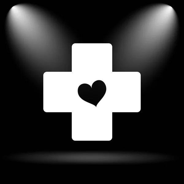 Σταυρός Εικονίδιο Καρδιάς Κουμπί Internet Μαύρο Φόντο — Φωτογραφία Αρχείου