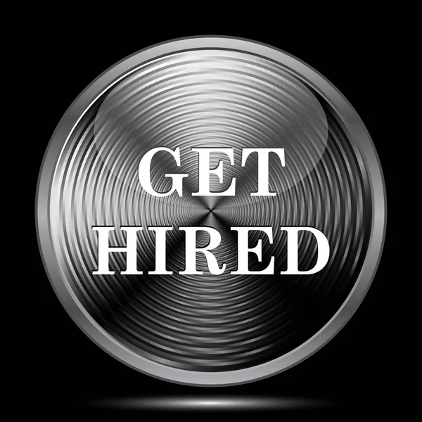 Get hired icon. Internet button on black background