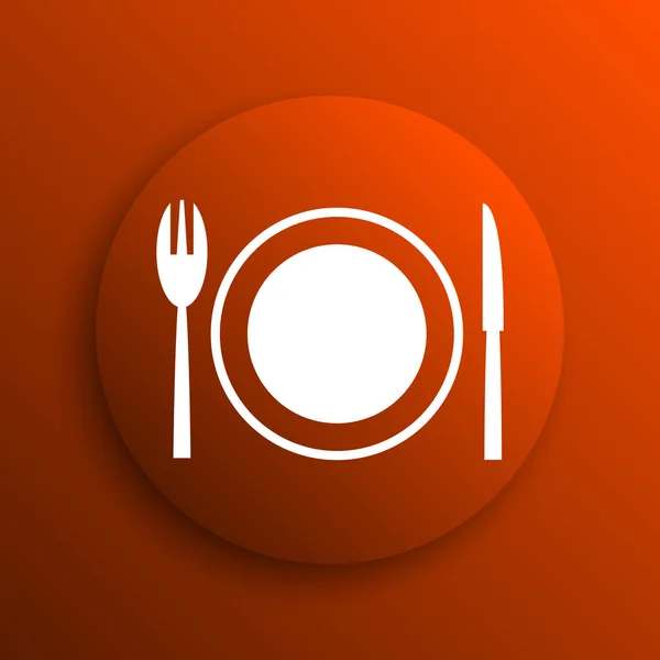 Icono Del Restaurante Botón Internet Sobre Fondo Naranja — Foto de Stock