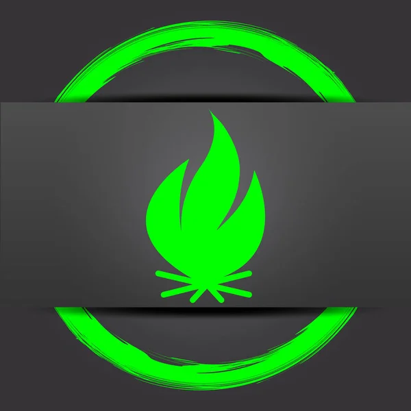 Ikona Ognia Przycisk Internet Zielonej Szarym Tle — Zdjęcie stockowe