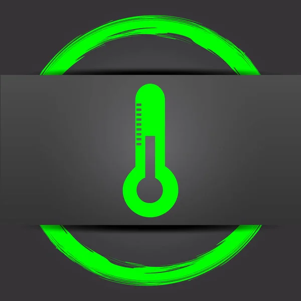 Thermometer Pictogram Internet Knop Met Green Grijze Achtergrond — Stockfoto