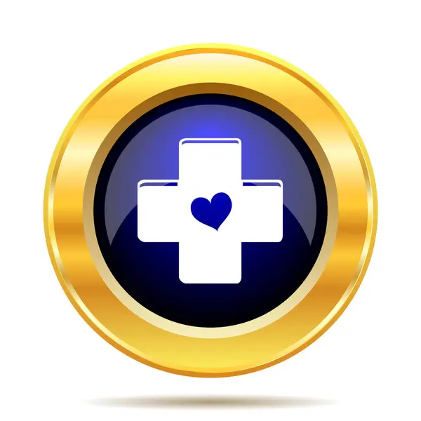 Kalp Simgesi Ile Çapraz Beyaz Arka Plan Üzerinde Internet Düğmesi — Stok fotoğraf