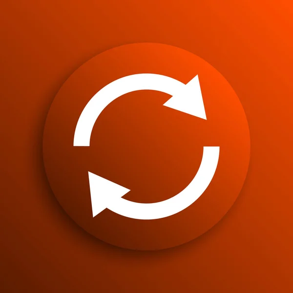 Reload Két Nyíl Ikonra Narancsszínű Háttér Mintázata Internet Gomb — Stock Fotó