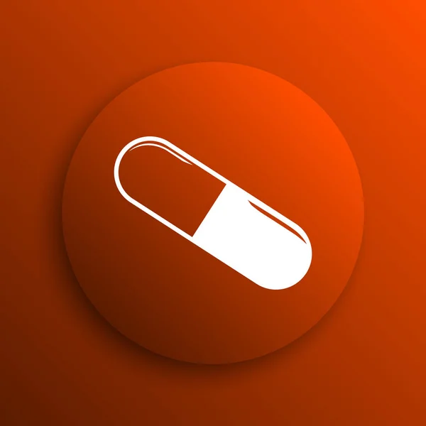 Pilulka Ikona Internet Tlačítko Oranžové Poza — Stock fotografie