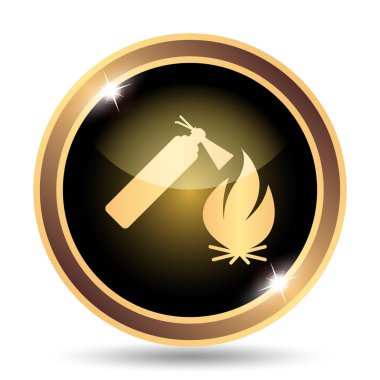 Yangın simgesi. Beyaz arka plan üzerinde Internet düğmesi