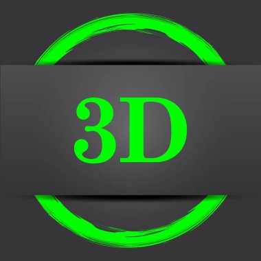3D simgesi. Internet düğmesi gri arka plan üzerinde yeşil ile