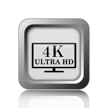 4 k ultra Hd simgesi. Beyaz arka plan üzerinde Internet düğmesi