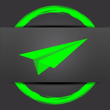 Kağıt Uçak simgesi. Internet düğmesi gri arka plan üzerinde yeşil ile