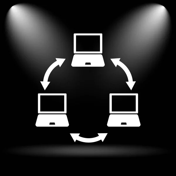 Bilgisayar Kutsal Kişilerin Resmi Siyah Arka Plan Üzerine Internet Düğmesi — Stok fotoğraf