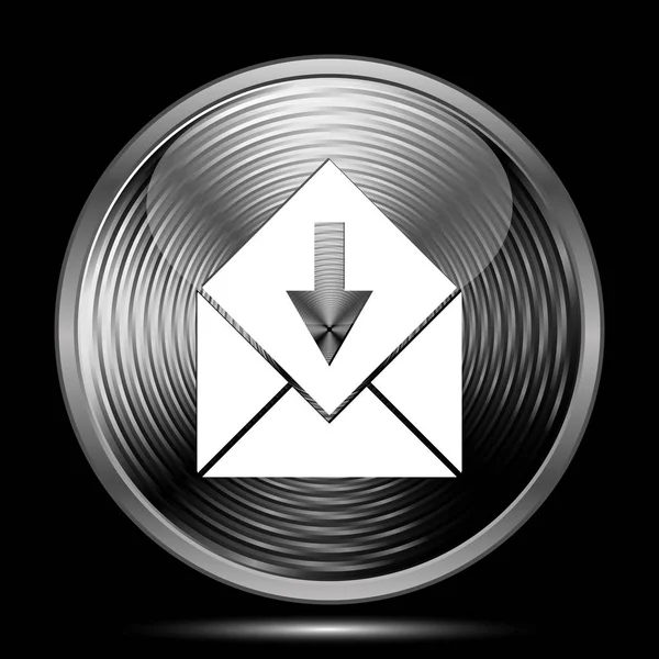 Otrzymywać Mail Ikona Przycisk Internet Czarnym Tle — Zdjęcie stockowe