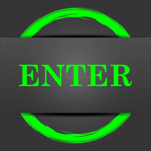 Enter Icon Internet Button Green Grey Background — Stock Photo, Image