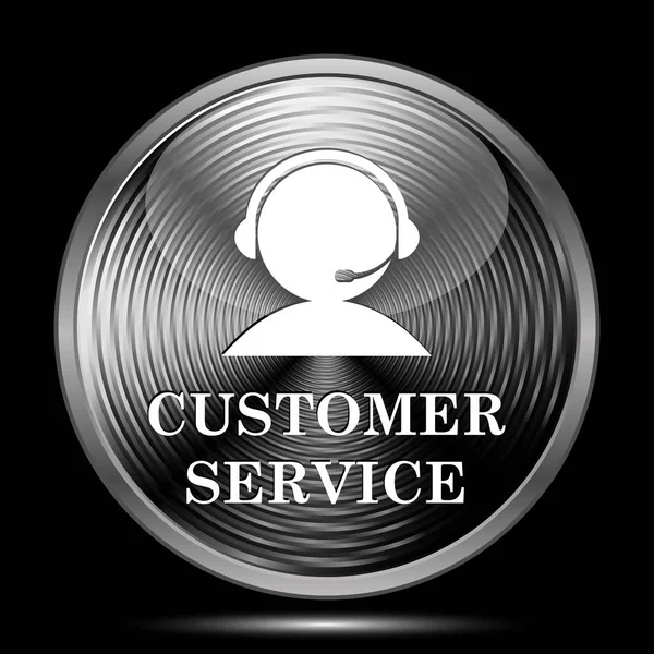 Ikona Usługi Klienta Przycisk Internet Czarnym Tle — Zdjęcie stockowe