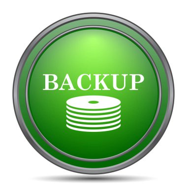 Yedekleme simgesi. Beyaz arka plan üzerinde Internet düğmesi