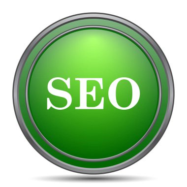 SEO simgesi. Beyaz arka plan üzerinde Internet düğmesi