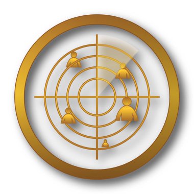 Radar simgesi. Beyaz arka plan üzerinde Internet düğmesi