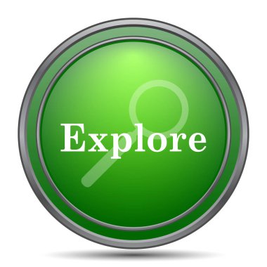 Simge keşfedin. Beyaz arka plan üzerinde Internet düğmesi