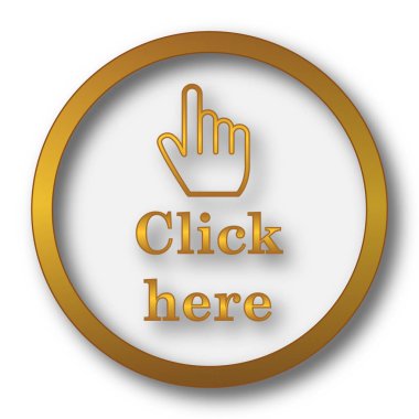 Click here icon. Internet button on white background clipart