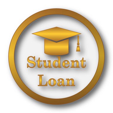 Öğrenci kredi simgesi. Beyaz arka plan üzerinde Internet düğmesi