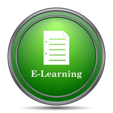 E-öğrenme simgesi. Beyaz arka plan üzerinde Internet düğmesi