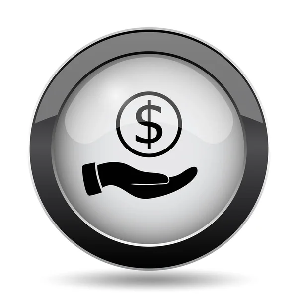 Geld in pictogram van een hand — Stockfoto