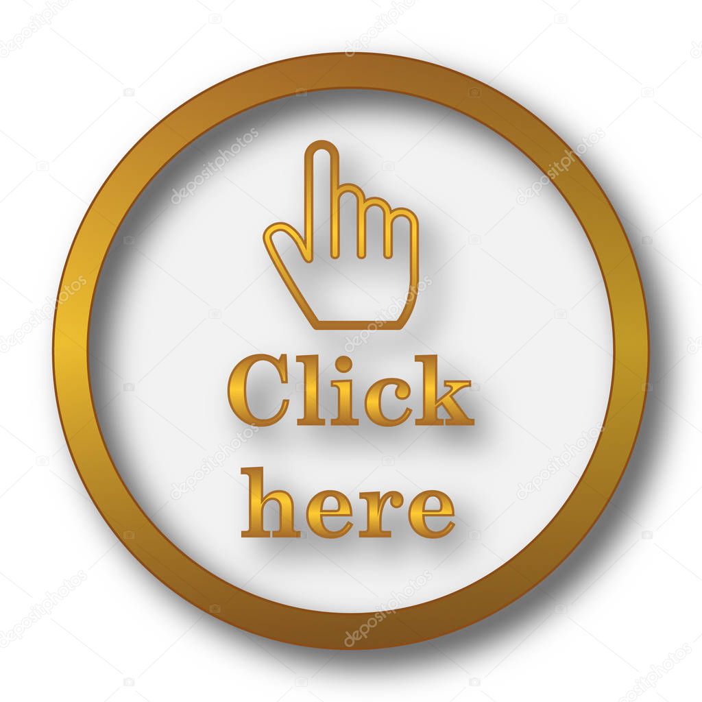 Click here icon. Internet button on white background