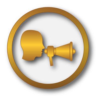 Megafon simgesi. Beyaz arka plan üzerinde Internet düğmesi