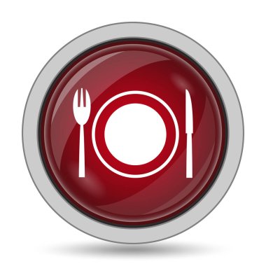 Restoran simgesi. Beyaz arka plan üzerinde Internet düğmesi