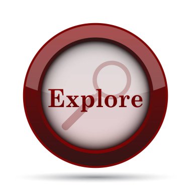 Simge keşfedin. Beyaz arka plan üzerinde Internet düğmesi.