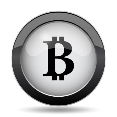 Bitcoin simgesi. Beyaz arka plan üzerinde Internet düğmesi