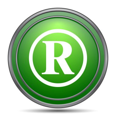 Tescilli işareti simgesi. Beyaz arka plan üzerinde Internet düğmesi