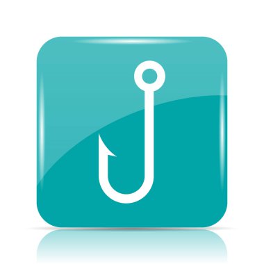 Balık simgesi kanca. Beyaz arka plan üzerinde Internet düğmesi