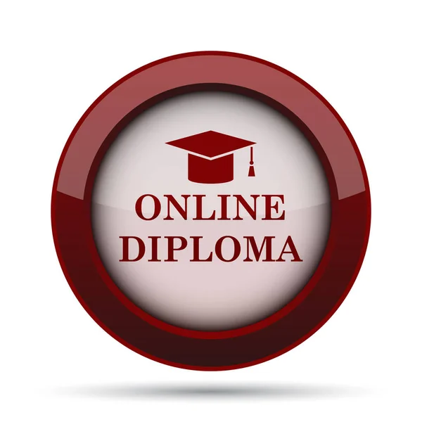 Online diploma icon. Internet button on white background.