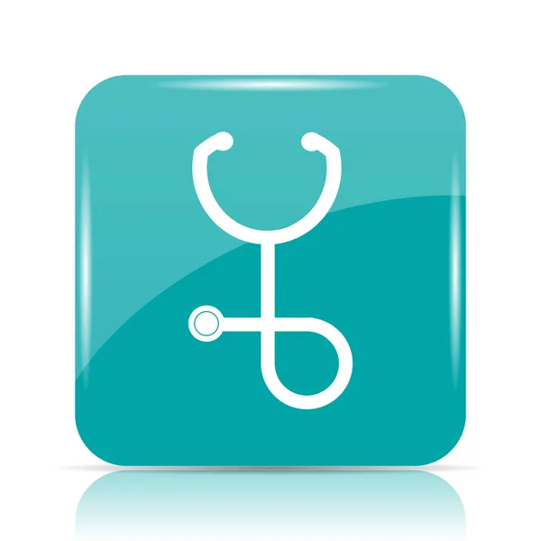 Stetoskop Simgesi Beyaz Arka Plan Üzerinde Internet Düğmesi — Stok fotoğraf