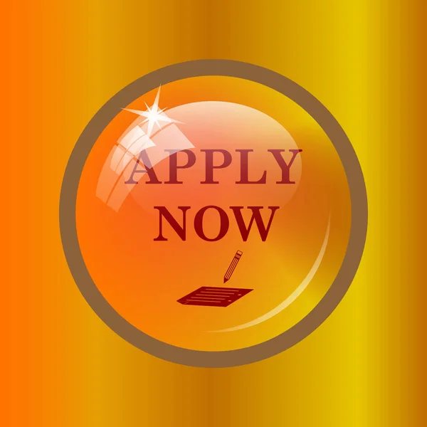 Apply now icon. Internet button on colored background.