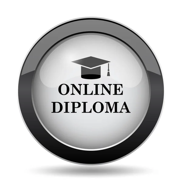 Ícone Diploma Online Botão Internet Fundo Branco — Fotografia de Stock