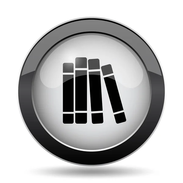 Icona Libreria Libri Pulsante Internet Sfondo Bianco — Foto Stock