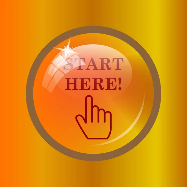 Start here icon. Internet button on colored background.