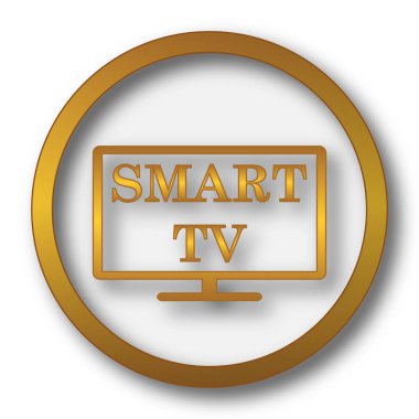 Akıllı tv simgesi. Beyaz arka plan üzerinde Internet düğmesi