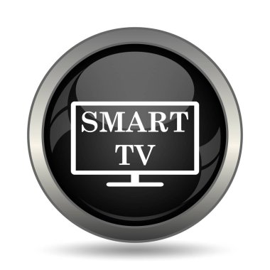 Akıllı tv simgesi. Beyaz arka plan üzerinde Internet düğmesi.