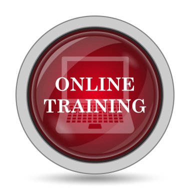 Çevrimiçi eğitim simgesi. Beyaz arka plan üzerinde Internet düğmesi