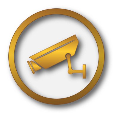 Gözetim kamera simgesi. Beyaz arka plan üzerinde Internet düğmesi