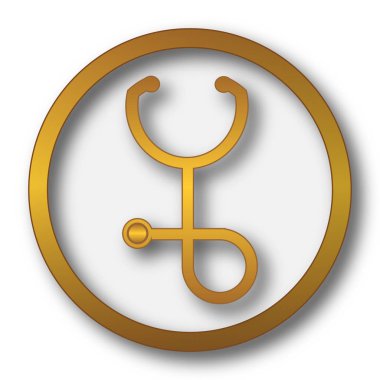 Stetoskop simgesi. Beyaz arka plan üzerinde Internet düğmesi