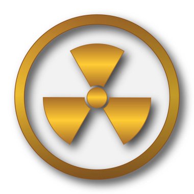 Radyasyon simgesi. Beyaz arka plan üzerinde Internet düğmesi