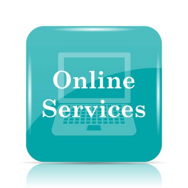 Çevrimiçi hizmetler simgesi. Beyaz arka plan üzerinde Internet düğmesi