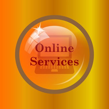 Çevrimiçi hizmetler simgesi. Renkli arka plan üzerinde Internet düğmesi.