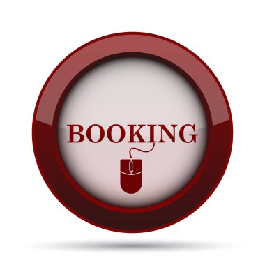 Rezervasyon simgesi. Beyaz arka plan üzerinde Internet düğmesi.