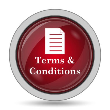 Şartlar ve koşullar simgesi. Beyaz arka plan üzerinde Internet düğmesi