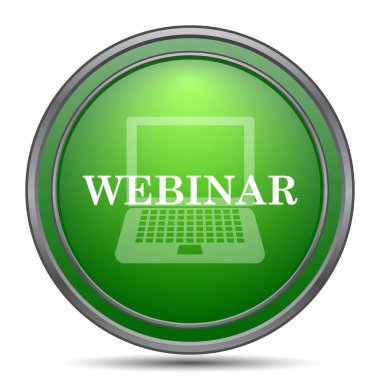 Webinar simgesi. Beyaz arka plan üzerinde Internet düğmesi