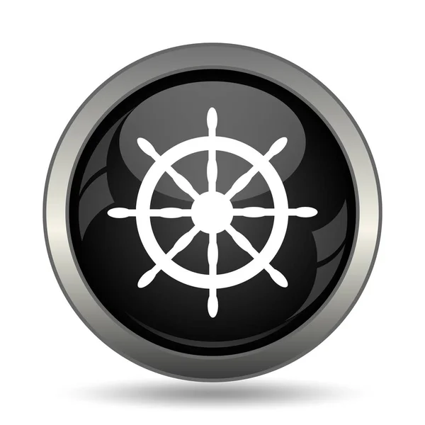 Icona Della Ruota Nautica Pulsante Internet Sfondo Bianco — Foto Stock