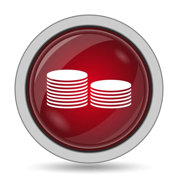 Coins Money Εικονίδιο Κουμπί Internet Άσπρο Φόντο — Φωτογραφία Αρχείου